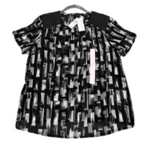 NWT Banana Republic Petite Short Sleeve Leather Shoulder Top Shirt Blouse